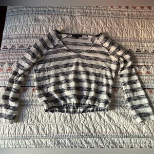 Vintage Sanctuary Navy and White Striped Crop Sweater